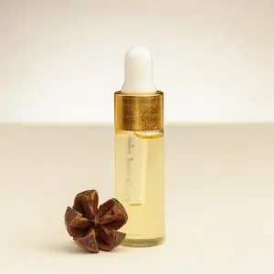 Arganöl Fläschchen 10 ml – klares Arganöl, traditionell mit Stein gemahlen, aus Marokko, goldfarben.